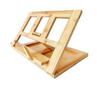 QUXVUIS Atril de piano ligero de bambú plegable para partituras y recetas, soporte para teclado electrónico, soporte profesional para tabletas, teclados y libros, marrón, 33.5 x 23.5 x 2. cm