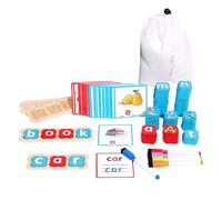 QUXVUIS Bloques de Letras de para Madera, Letras del Alfabeto en inglés, Palabras, Tarjetas Memoria, Actividades Aprendizaje, Juguetes educativos, Juegos Divertidos ortografía, Bloques Lectura,