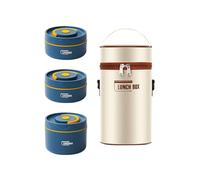 QUXVUIS Bolsa de almuerzo aislada duradera, aspecto elegante, apta para microondas y lavavajillas, fiambrera Bento fácil de limpiar para adultos, azul, 3 pisos