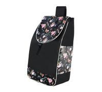 QUXVUIS Bolsa de Compras Oxford Impermeable y eficiente. Carrito práctico. Carrito de Compras Plegable. de Mano de Repuesto. Bolsa para Guardar en el del, Flor Negra, 30x19x55cm