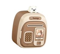 QUXVUIS Bonita hucha electrónica con contraseña para niños, con depósito y retiro creativos, de gran capacidad, con dibujos animados, para ahorros, Marrón, 16.8 x 12.7 x 23 cm