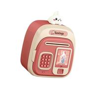 QUXVUIS Bonita hucha electrónica con contraseña para niños, con depósito y retiro creativos, de gran capacidad, con dibujos animados, para ahorros, Rosa, 16.8 x 12.7 x 23 cm