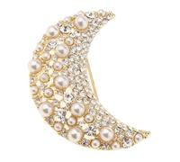 QUXVUIS Broche de perlas artificiales Pin Broche de oro Exquisito Diamante de imitación vintage Maravilloso regalo para bodas Celebraciones navideñas Accesorio de joyería para