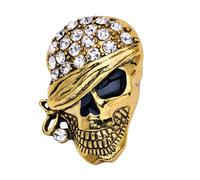 QUXVUIS Broches para mujer, pasador de pecho de aleación brillante de oro y plata con diamantes de imitación, joyería de Halloween, pirata Masculino de gama