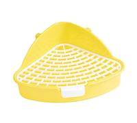 QUXVUIS Caja de Arena para Esquinas, para el Entrenamiento de Mascotas Interior, para Conejos, para hábitos baño limpios, para Conejos y Animales pequeños, para jaulas, Amarillo, 24.8 x 10.5 cm