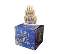 QUXVUIS Caja de tarjetas de regalo fácil instalación para sorpresas cumpleaños, patrón temático cumpleaños pintado. Caja para sacar dinero pastel