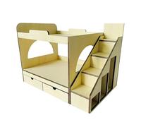 QUXVUIS Cama Doble en Miniatura, Accesorio para Casitas de Juegos Infantiles, Ideal para exhibir y Ahorrar Espacio en maquetas de Trenes. Mueble para Madera Miniatura Estilo Loft Tradicional.