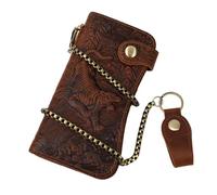 QUXVUIS Cartera de Cuero con Bloqueo de Cadena Larga, Carteras antirrobo, Tarjetero, Tarjetero, Monedero Vintage para teléfono móvil, patrón Tigre