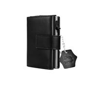 QUXVUIS Cartera de cuero para hombre, carpeta triple de repuesto para pasaportes, compartimento para efectivo, tarjetero, monedero para novio, Notecase, regalo cumpleaños, Negro