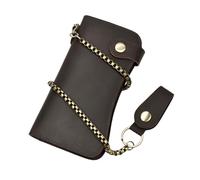 QUXVUIS Cartera de Cuero para Hombre con Cadena, Carteras antirrobo, Soporte para Tarjetas de identificación multitarjeta, Monedero Moda, Monedero Viaje para teléfono móvil, Marron Oscuro