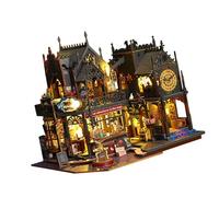 QUXVUIS Casa de muñecas en miniatura única para hacer tú mismo con luz y accesorios. Cultiva la creatividad mediante actividades de construcción atractivas. Kits en miniatura. Accesorios para la casa.