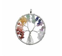 QUXVUIS Colgante de árbol de cristal piedra triturada, collares cuerda, vida Para Reiki, péndulo femenino moda, joyería boda colorida, Colgante plata, 5g