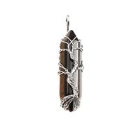 QUXVUIS Colgantes de columna de cristal Accesorio hexagonal Adultos Joyas Dijes Espaciadores Innovador Envoltura de alambre natural Joyería, Piedra de ojo de tigre