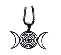 QUXVUIS Collar con colgante de Hécate de Triple, collar con nudo brujas, con símbolo rueda acero inoxidable, do
