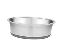QUXVUIS Comedero portátil de Acero Inoxidable para Perros y Gatos, con Base de Silicona Antideslizante, para Alimentar a Mascotas y Beber Agua, 26 centímetros