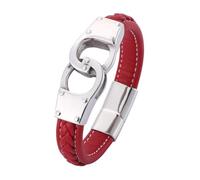QUXVUIS Conjunto de pulseras para parejas memorables, conectar corazones para siempre, trenzada, pulseras para hombres, brazaletes para mujeres, rojo