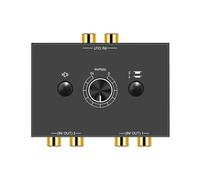 QUXVUIS Conmutador de audio estéreo profesional de 1 entrada y 2 salidas. Compacto y funcional. Botón silencio para una mejor experiencia auditiva. Conmutador audio estéreo. bidireccional.