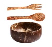 QUXVUIS Cuenco de cáscara de coco natural, cuenco único hecho a mano para ensalada coco y fruta, utensilios cocina duraderos para comer y desayunar, Estilo C