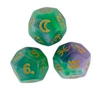 QUXVUIS Dados de Resina Hechos a Mano, Juguetes didácticos para Contar matemáticas, Actividades de Aprendizaje y Juegos interactivos. Juego de Dados, Verde y Dorado, 1.4 cm