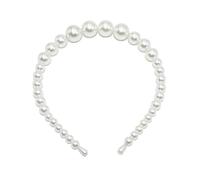 QUXVUIS Diadema blanca exquisita, bandas universales ajustables para la cabeza, accesorio de moda, regalos para el Día de San Valentín, diademas para mujer, 18 mm, 4 perlas grandes