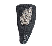 QUXVUIS Diademas de ganchillo a prueba de viento con patrón de hojas, envoltura para la cabeza, calentador de orejas anchas, diadema, accesorios para el cabello para mujeres, Negro