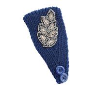 QUXVUIS Diademas de ganchillo a prueba de viento con patrón de hojas, envoltura para la cabeza, calentador de orejas anchas, diadema, accesorios para el cabello para mujeres, Armada