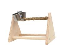 QUXVUIS El Soporte de Juego para Loros fomenta el Juego con una Percha de para Madera para pájaros, un Juguete diseñado para fomentar Mejores Conexiones, con Taza, 22.4 x 13.5 x 14.3 cm
