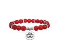 QUXVUIS elástica con cuentas, dije de piedra de color, colgante loto, cadena, cuentas piedra lunar, brazalete elástico moda, Ágata roja