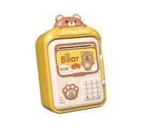 QUXVUIS Encantadora alcancía con función de cajero automático electrónico que fomenta la gestión del dinero. La alcancía para niños pequeños comienza, Amarillo, 14.5 x 11.5 x 25 cm