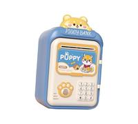 QUXVUIS Encantadora alcancía con función de cajero automático electrónico que fomenta la gestión del dinero. La alcancía para niños pequeños comienza, Azul, 14.5 x 11.5 x 25 cm