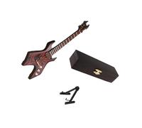 QUXVUIS Encantadora maqueta de Guitarra de para Madera Artesanal a Escala 1/6 con Atril. Divertida Miniatura para casa de muñecas, ecológica y Duradera, Estilo A