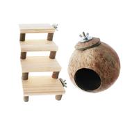 QUXVUIS Escondite de para Madera con escaleras y un Espacio cálido para Que Las Mascotas pequeñas se diviertan Jugando y Haciendo Ejercicio. Jaula para Animales pequeños,