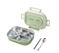 QUXVUIS Fiambrera de acero inoxidable sellada y compartimentada, lonchera bento aislada para el trabajo, lonchera portátil de acero inoxidable con aislamiento, verde 1500ml