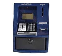 QUXVUIS Hucha electrónica Que Ofrece a los niños Almacenamiento Seguro con Alarma Diaria y Divertida luz de Fondo interactiva. Mini Hucha de Juguete con, Azul Oscuro, 13 x 13.5 x 17 cm