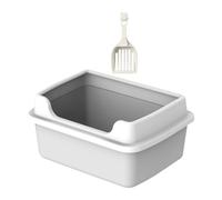 QUXVUIS Inodoro semicerrado para Gatos con la Parte Abierta y los Lados Altos Que reducen el desorden. Construcción fácil de Limpiar. Resistente a caídas. Cajas de Arena Reutilizables para
