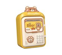 QUXVUIS Intrigantes juguetes de alcancía con función de cajero automático electrónico, regalo para niños que enseña importantes hábitos de ahorro, Amarillo, 14.5 x 11.5 x 25 cm