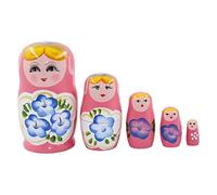 QUXVUIS Juego de 5 piezas de muñecas anidadas rusas, decoración Para madera pintada a mano, muñecas para bebés, suministro juguetes, hogar, sala estar, dormitorio, oficina, Rosado