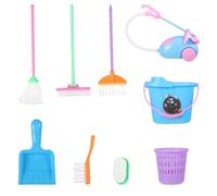 QUXVUIS Juego de 9 Unidades de Mini fregona, Escoba, Juguetes para niños pequeños, Kit Herramientas Limpieza y Barrido Educativo al vacío, Accesorios Juguete educativos para Chico