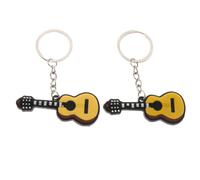 QUXVUIS Llavero con colgante de guitarra y música para bolso, 2 unidades, decoración única y regalo para amantes de la música, llavero colgante para coche.