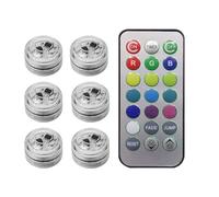 QUXVUIS Luz ambiental LED inalámbrica, Control remoto, pie automático, lámpara luminosa impermeable colorida, decoración de fiesta de acuario, 6 luces