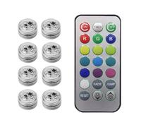 QUXVUIS Luz ambiental LED inalámbrica, Control remoto, pie automático, lámpara luminosa impermeable colorida, decoración de fiesta de acuario, 8 luces