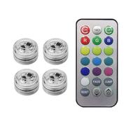 QUXVUIS Luz ambiental LED inalámbrica, Control remoto, pie automático, lámpara luminosa impermeable colorida, decoración de fiesta de acuario, 4 luces