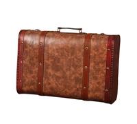 QUXVUIS Maleta vintage, baúl de Para madera, cofres del tesoro, decoración antigua para el hogar, maleta vintage con asa, hermosa caja retro con asa, Marrón, l