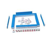 QUXVUIS Mini Mah Jong, Juego clásico Chino de 144 fichas, portátil, Ideal para familias y Amigos. Disfruta del Mahjong clásico, una Herramienta para, Azul, 26x18x12 mm