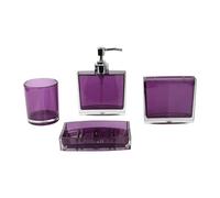 QUXVUIS Organizador de baño completo, jabonera, dispensador de loción, portavasos para cepillo dientes, juego que incluye 1 botella loción y organizador, Púrpura