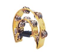 QUXVUIS Pandereta Hi Hat para fiestas y Resistente y práctica. Pandereta de percusión de mano, hecha lámina metálica pequeña. Instrumento percusión pie con piezas campana, Oro, 23 x 25 cm