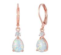 QUXVUIS Pendientes colgantes de ópalos de fuego a la moda con estilo bohemio de piedra y pendiente de gota de lágrima de Color chapado en aleación ligera, oro rosa