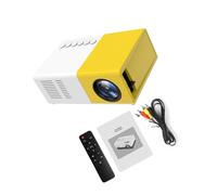 QUXVUIS Proyector 1000 lúmenes 480x360 píxeles Audio Proyectores LED portátiles Pequeño 1080P Reproductor Multimedia doméstico Interfaz múltiple, Amarillo