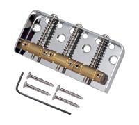 QUXVUIS Puente de metal fijo con sillín rígido de mayor durabilidad, apto para músicos de bajo eléctrico y jazz. Puente de bajo. Silletas de latón. Reemplazo de cordal, Plata, 76 mm