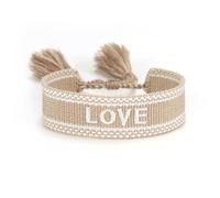 QUXVUIS Pulseras tejidas de la amistad con cierre manual de bordes para una personaje bordado poliéster estilo exquisito, felicidad caqui